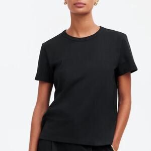 Madewell Perfect Crewneck Tee Short Sleeve T-Shirt Top 100% Cotton Black NWT XXS